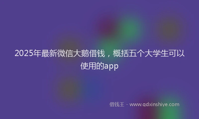 2025年最新微信大鹅借钱，概括五个大学生可以使用的app