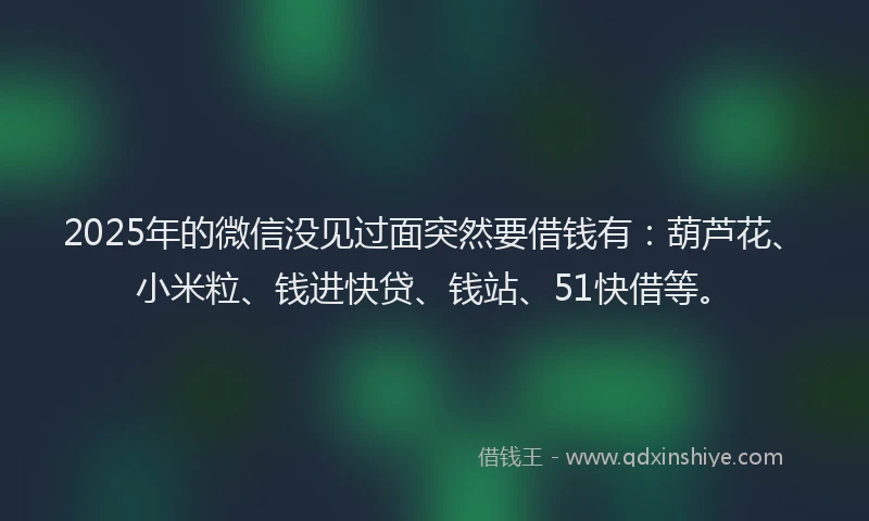 2025年的微信没见过面突然要借钱有：葫芦花、小米粒、钱进快贷、钱站、51快借等。