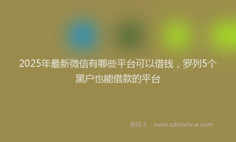 2025年最新微信有哪些平台可以借钱，罗列5个黑户也能借款的平台