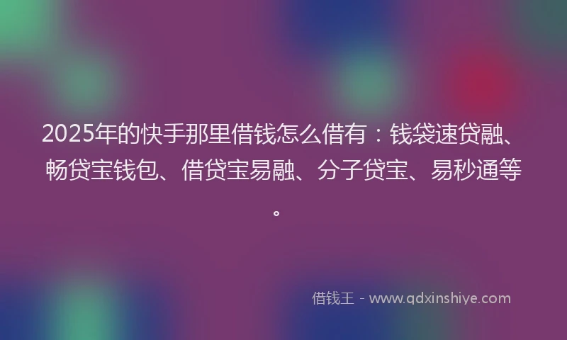 2025年的快手那里借钱怎么借有：钱袋速贷融、畅贷宝钱包、借贷宝易融、分子贷宝、易秒通等。