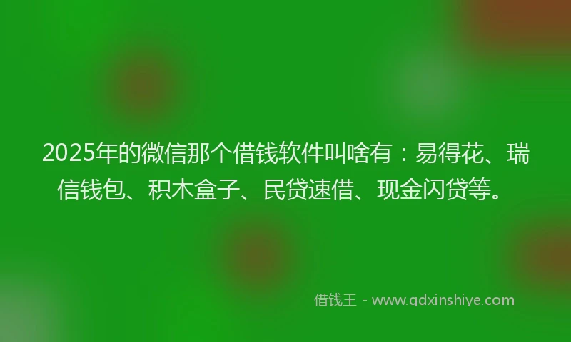 2025年的微信那个借钱软件叫啥有：易得花、瑞信钱包、积木盒子、民贷速借、现金闪贷等。