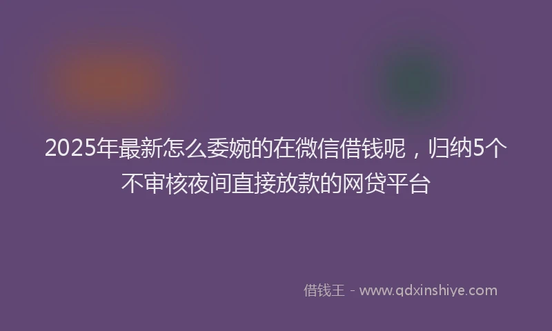 2025年最新怎么委婉的在微信借钱呢，归纳5个不审核夜间直接放款的网贷平台