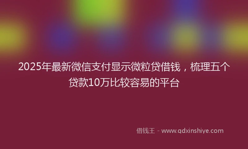 2025年最新微信支付显示微粒贷借钱，梳理五个贷款10万比较容易的平台