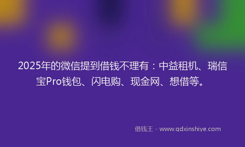 2025年的微信提到借钱不理有：中益租机、瑞信宝Pro钱包、闪电购、现金网、想借等。
