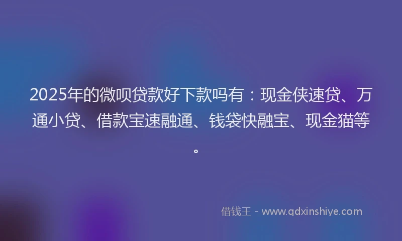 2025年的微呗贷款好下款吗有：现金侠速贷、万通小贷、借款宝速融通、钱袋快融宝、现金猫等。