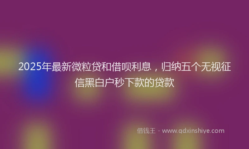 2025年最新微粒贷和借呗利息，归纳五个无视征信黑白户秒下款的贷款