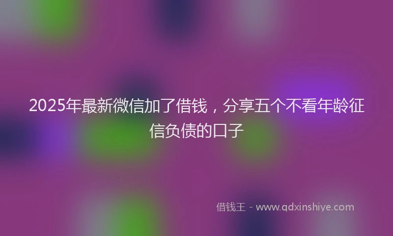 2025年最新微信加了借钱，分享五个不看年龄征信负债的口子