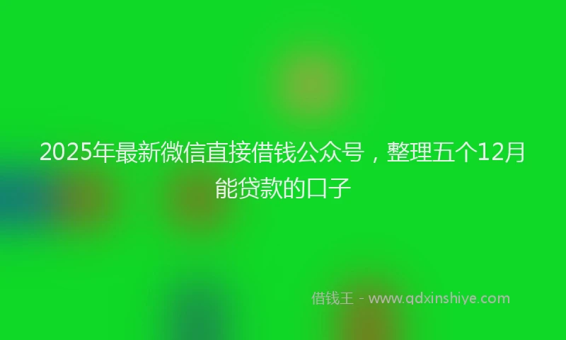 2025年最新微信直接借钱公众号，整理五个12月能贷款的口子