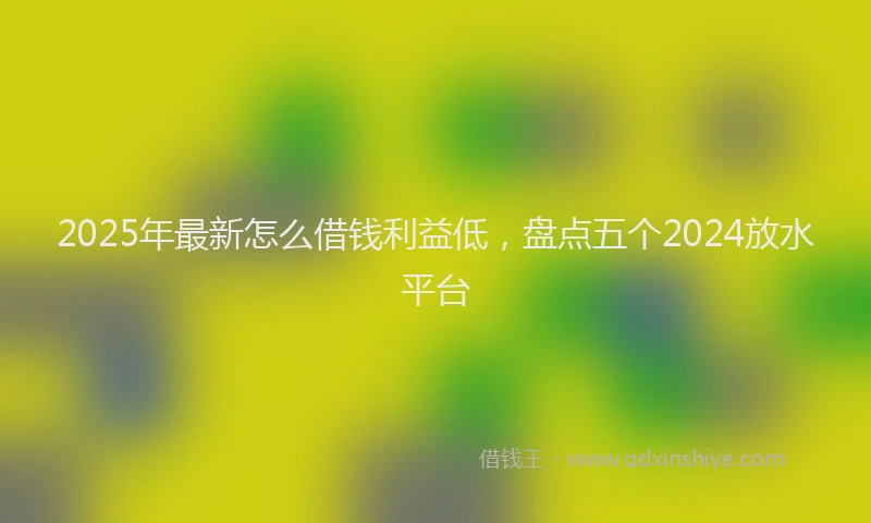 2025年最新怎么借钱利益低，盘点五个2024放水平台