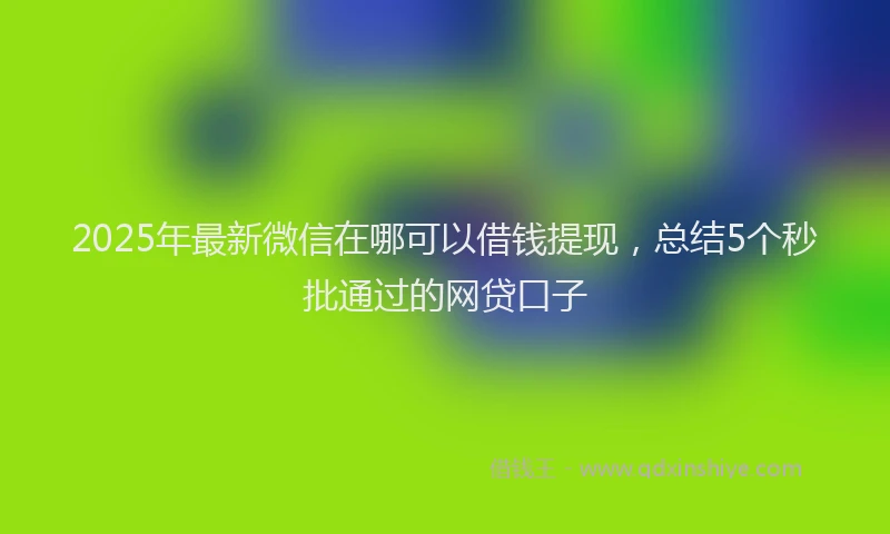 2025年最新微信在哪可以借钱提现，总结5个秒批通过的网贷口子