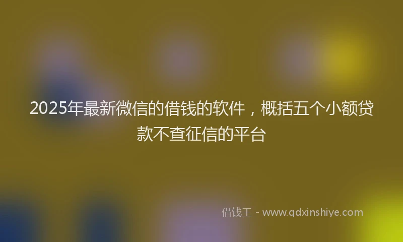 2025年最新微信的借钱的软件，概括五个小额贷款不查征信的平台