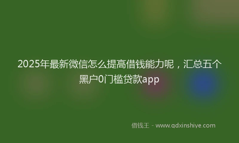 2025年最新微信怎么提高借钱能力呢，汇总五个黑户0门槛贷款app