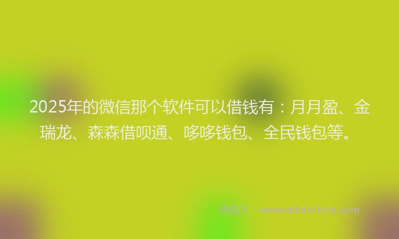 2025年的微信那个软件可以借钱有：月月盈、金瑞龙、森森借呗通、哆哆钱包、全民钱包等。