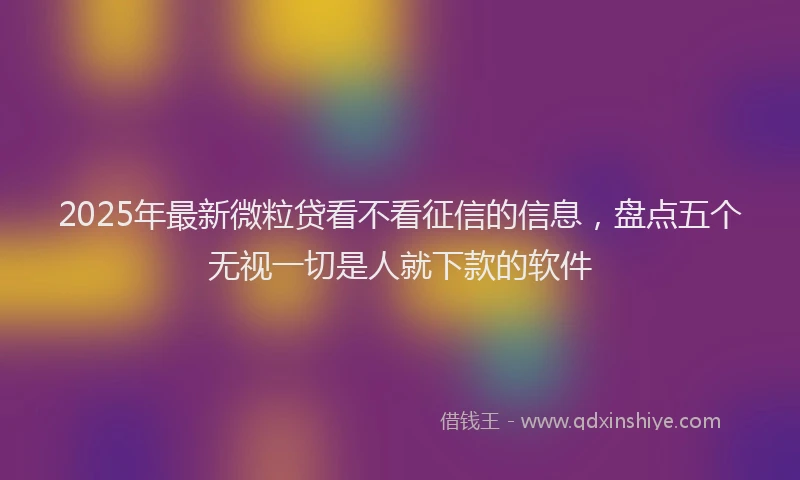 2025年最新微粒贷看不看征信的信息，盘点五个无视一切是人就下款的软件