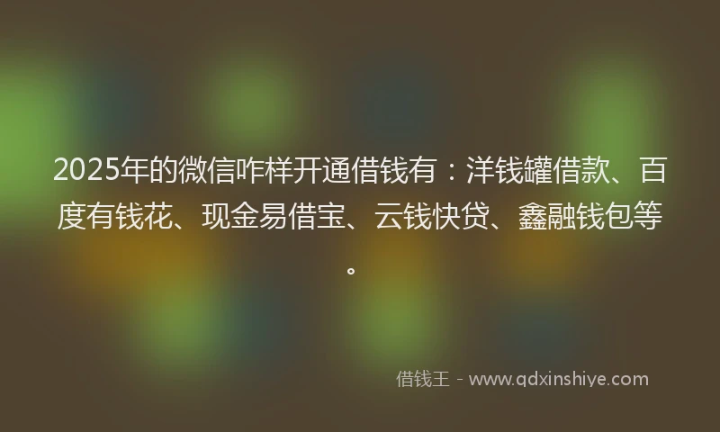 2025年的微信咋样开通借钱有：洋钱罐借款、百度有钱花、现金易借宝、云钱快贷、鑫融钱包等。