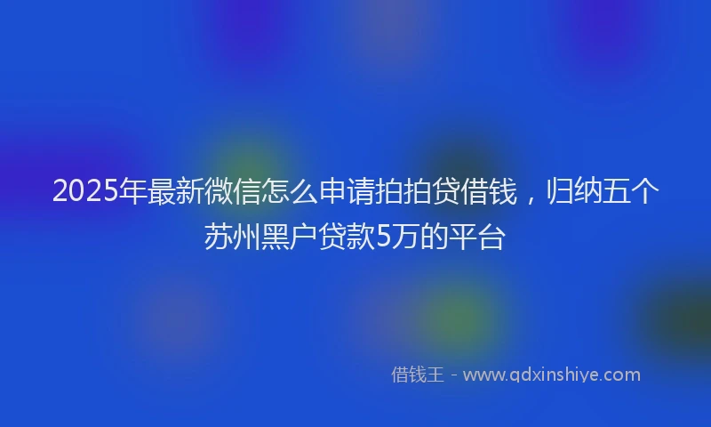 2025年最新微信怎么申请拍拍贷借钱，归纳五个苏州黑户贷款5万的平台