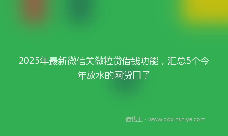 2025年最新微信关微粒贷借钱功能，汇总5个今年放水的网贷口子