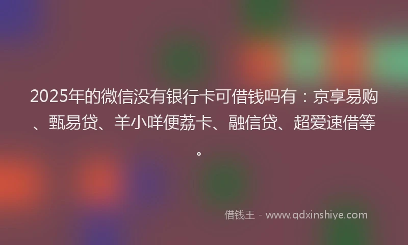 2025年的微信没有银行卡可借钱吗有：京享易购、甄易贷、羊小咩便荔卡、融信贷、超爱速借等。