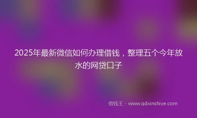 2025年最新微信如何办理借钱，整理五个今年放水的网贷口子