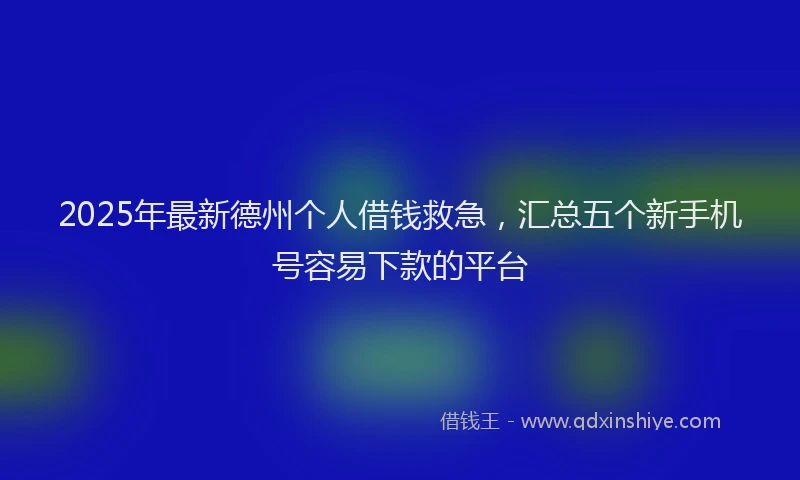 2025年最新德州个人借钱救急，汇总五个新手机号容易下款的平台