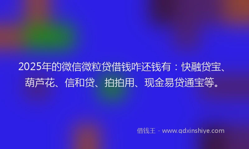 2025年的微信微粒贷借钱咋还钱有：快融贷宝、葫芦花、信和贷、拍拍用、现金易贷通宝等。