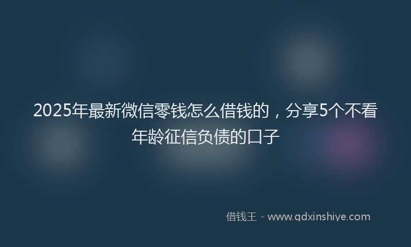 2025年最新微信零钱怎么借钱的，分享5个不看年龄征信负债的口子