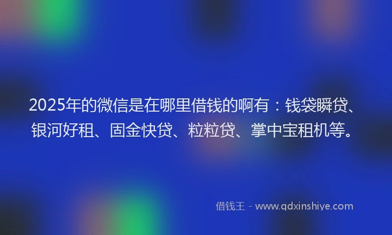 2025年的微信是在哪里借钱的啊有：钱袋瞬贷、银河好租、固金快贷、粒粒贷、掌中宝租机等。
