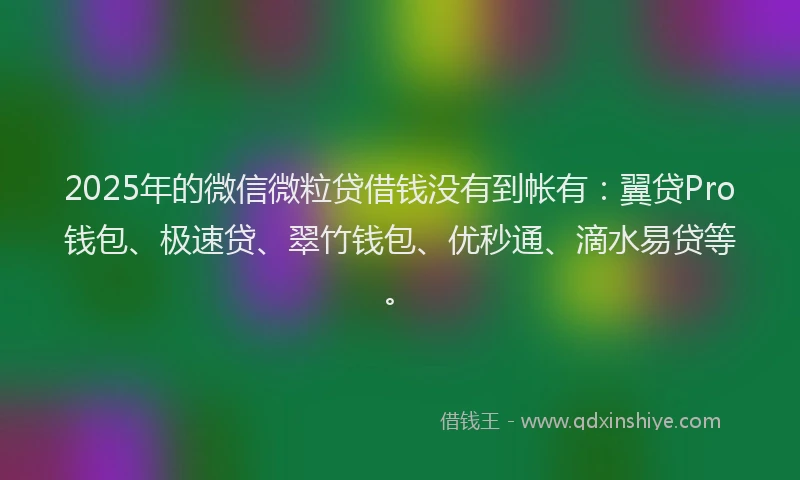 2025年的微信微粒贷借钱没有到帐有：翼贷Pro钱包、极速贷、翠竹钱包、优秒通、滴水易贷等。