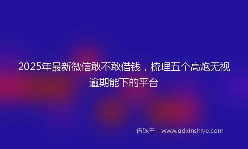 2025年最新微信敢不敢借钱，梳理五个高炮无视逾期能下的平台