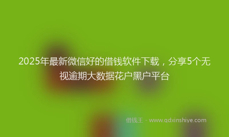 2025年最新微信好的借钱软件下载，分享5个无视逾期大数据花户黑户平台