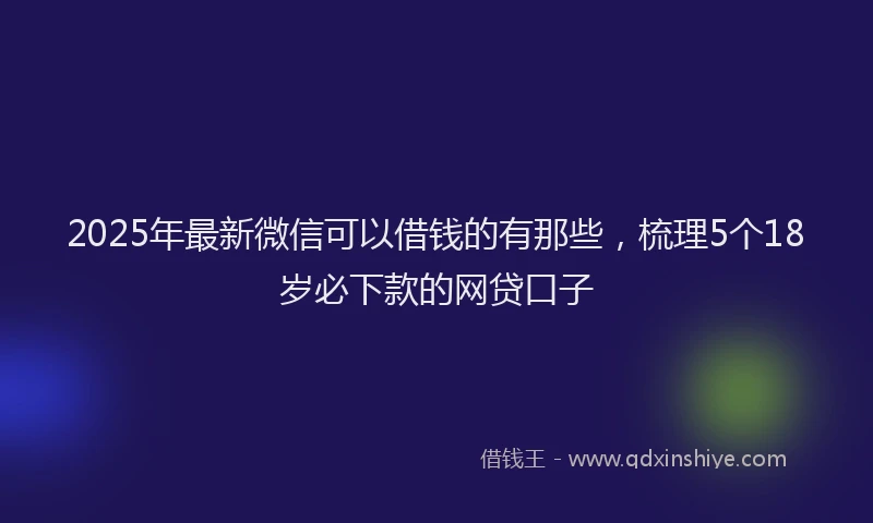 2025年最新微信可以借钱的有那些，梳理5个18岁必下款的网贷口子