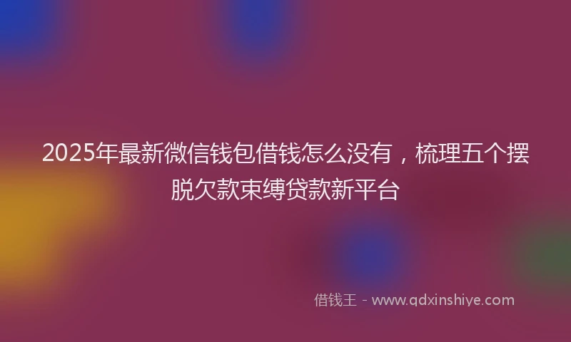 2025年最新微信钱包借钱怎么没有，梳理五个摆脱欠款束缚贷款新平台