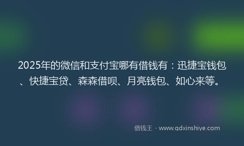2025年的微信和支付宝哪有借钱有：迅捷宝钱包、快捷宝贷、森森借呗、月亮钱包、如心来等。