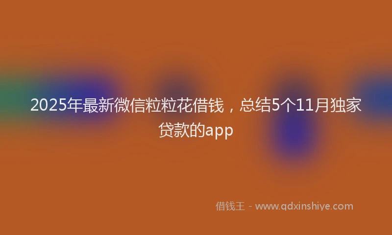 2025年最新微信粒粒花借钱，总结5个11月独家贷款的app