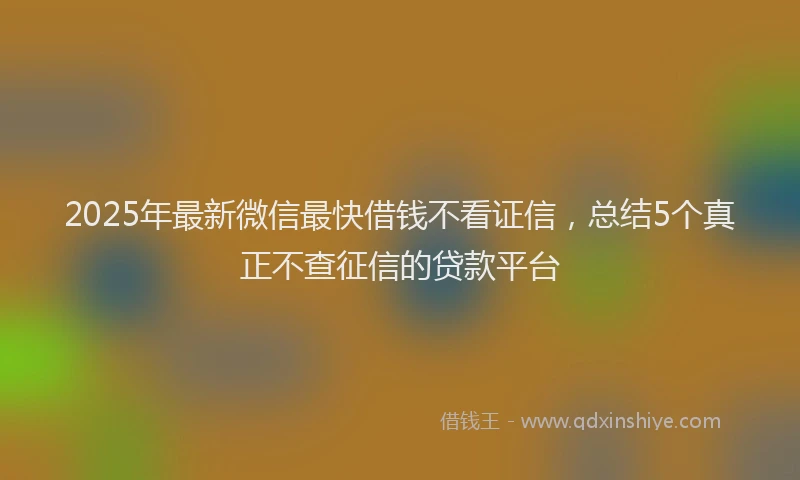 2025年最新微信最快借钱不看证信，总结5个真正不查征信的贷款平台