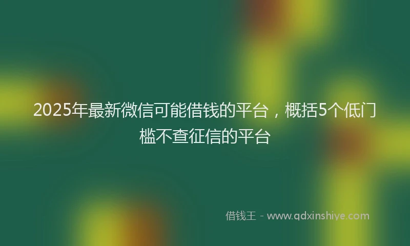 2025年最新微信可能借钱的平台，概括5个低门槛不查征信的平台