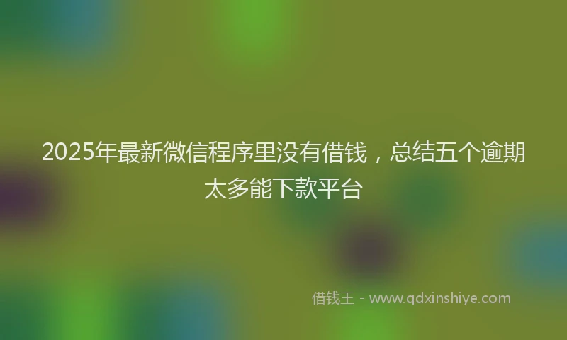 2025年最新微信程序里没有借钱，总结五个逾期太多能下款平台