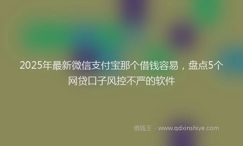 2025年最新微信支付宝那个借钱容易，盘点5个网贷口子风控不严的软件