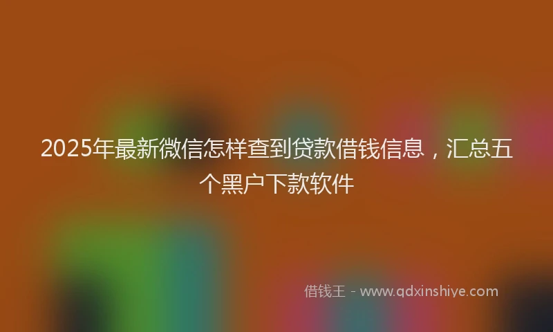 2025年最新微信怎样查到贷款借钱信息，汇总五个黑户下款软件