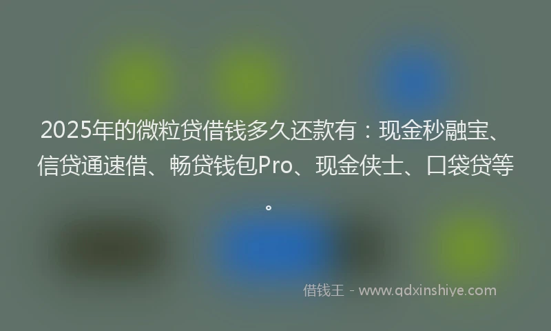 2025年的微粒贷借钱多久还款有：现金秒融宝、信贷通速借、畅贷钱包Pro、现金侠士、口袋贷等。