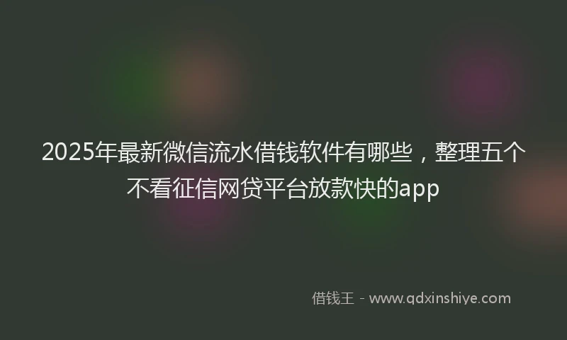 2025年最新微信流水借钱软件有哪些，整理五个不看征信网贷平台放款快的app