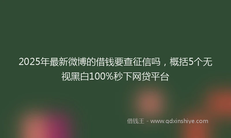 2025年最新微博的借钱要查征信吗，概括5个无视黑白100%秒下网贷平台