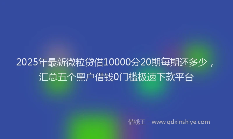 2025年最新微粒贷借10000分20期每期还多少，汇总五个黑户借钱0门槛极速下款平台