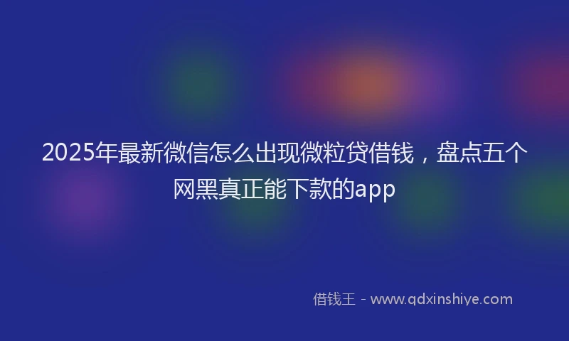 2025年最新微信怎么出现微粒贷借钱，盘点五个网黑真正能下款的app