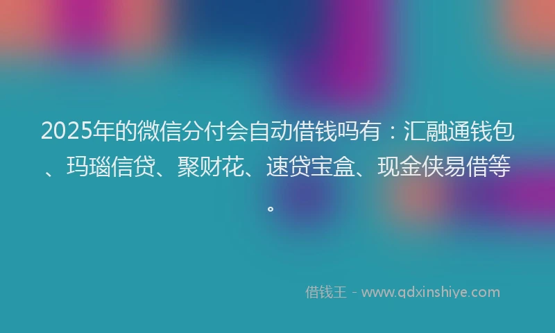 2025年的微信分付会自动借钱吗有：汇融通钱包、玛瑙信贷、聚财花、速贷宝盒、现金侠易借等。