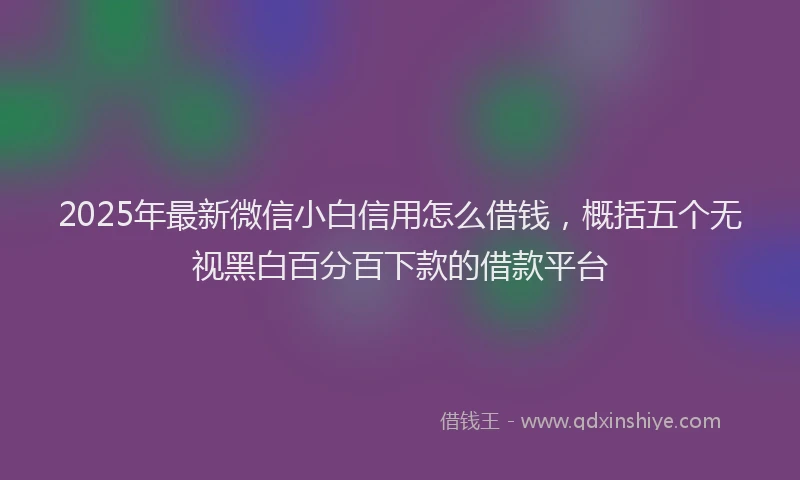 2025年最新微信小白信用怎么借钱，概括五个无视黑白百分百下款的借款平台