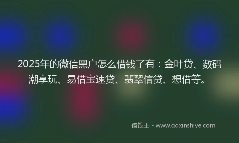 2025年的微信黑户怎么借钱了有：金叶贷、数码潮享玩、易借宝速贷、翡翠信贷、想借等。