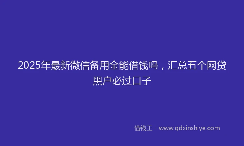 2025年最新微信备用金能借钱吗，汇总五个网贷黑户必过口子