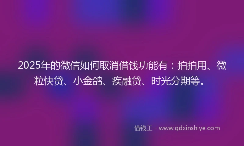 2025年的微信如何取消借钱功能有：拍拍用、微粒快贷、小金鸽、疾融贷、时光分期等。