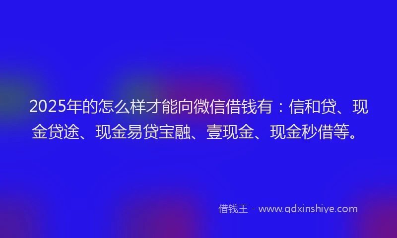 2025年的怎么样才能向微信借钱有：信和贷、现金贷途、现金易贷宝融、壹现金、现金秒借等。